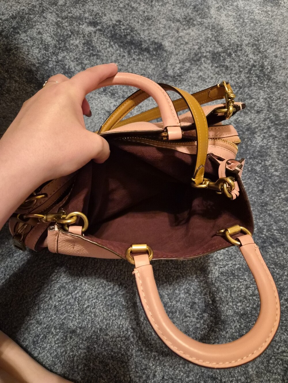 Coach Pebbled Leather Rogue Satchel with Gold Hardware PEONY - Picture 8 of 9